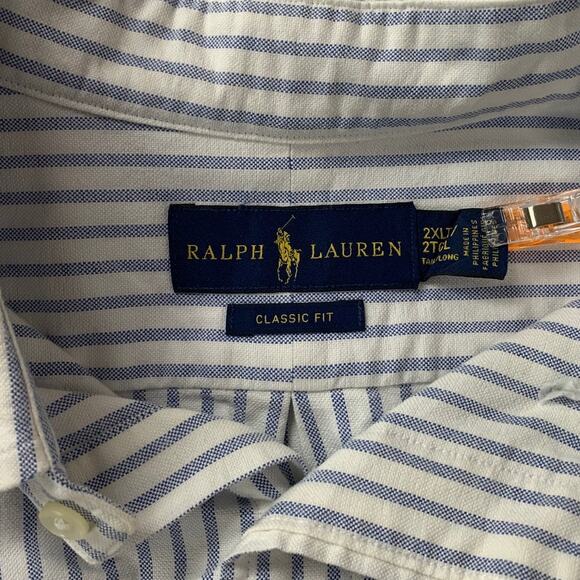 Ralph Lauren Mens 2XLT Classic Fit Striped Long Sleeve Button Up Collared Shirt - Picture 4 of 5